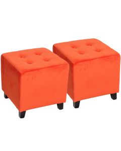 PUF - 2 Modern Poufs In Orange Velvet - MAM20212011091