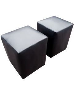 PUF - 2 Modern Poufs In Black Leather - MAM202119110923
