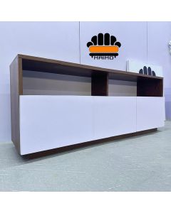 Modern Formica TV Stand with Marble-Effect Doors & Open Shelves – Low-Line Entertainment Unit by Maimo Furniture-MAM1125202526