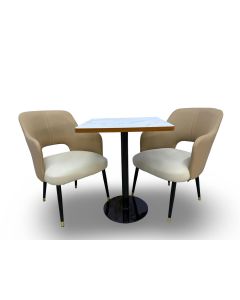 Square Formica Dining Table Set with Leather Chairs – Modern Café & Home Furniture by Maimo Furniture-MAM112520254