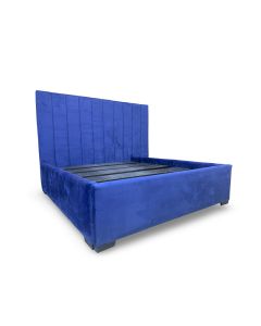 Royal Blue Upholstered Bed with Tall Padded Headboard – Modern Velvet Bed Frame MAM091220225001