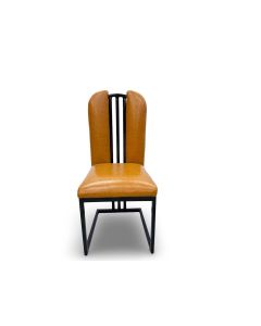 Caramel Leather Dining Chair with Black Steel Frame MAM0061220251