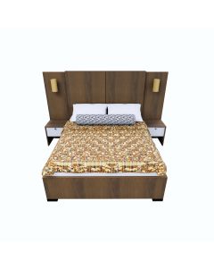 Modern Bed with Wide Padded Headboard and Side Tables | Maimo Furniture Cameroon-MAM093020256
