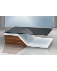 Modern Glass-Top Center Table | Wood & Marble Geometric Coffee Table MAM17102025003