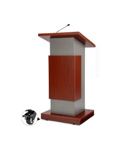Wood & Grey Podium with Wheels – Modern Presentation Podium by Maimo Furniture MAM3010202510