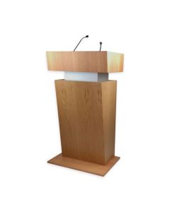 Light Wood Podium with Microphones – Modern Presentation Stand by Maimo Furniture MAM3010202511