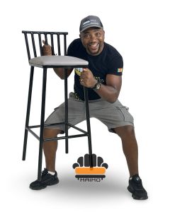 Modern High Chair with Black Metal Frame & Grey Cushion MAM20102025005