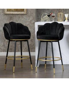 Luxury Velvet High Bar Chairs with Gold Footrest – Modern Bar Seating by Maimo Furniture-MAM20261805