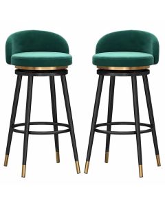 2 Modern Velvet High Chairs with Gold Accents | Bar & Counter Stools MAM20102025001
