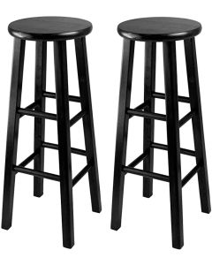 2 Classic Wooden High Chairs in Black Finish | Durable Bar Stools MAM20102025003