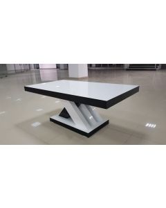 Modern Rectangular Black & White Center Table with Geometric Base MAM17102025007