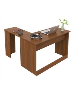 L-Shaped Office Desk – Simple Workstation Table in Walnut | Maimo Furniture MAM07112025003