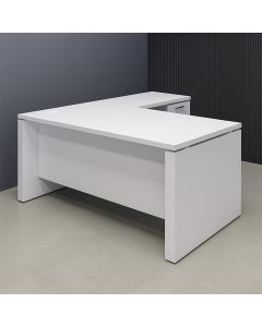 White L-Shaped Executive Office Desk – Modern Corner Workstation | Maimo Furniture MAM07112025004