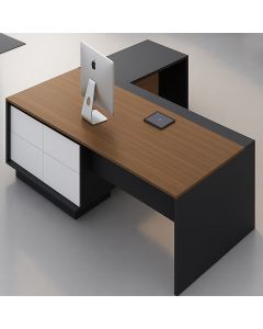 Black & Walnut L-Shaped Executive Desk with Storage – Modern Office Desk | Maimo Furniture MAM07112025005