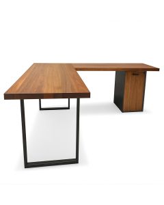 L-Shaped Executive Desk – Walnut Top with Black Metal Legs | Maimo Furniture MAM07112025008