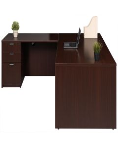 L-Shaped Executive Desk – Walnut Top with Black Metal Legs | Maimo Furniture MAM07112025009