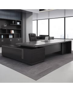 Executive L-Shape Office Desk – Black Modern CEO Desk | MAIMO Furniture MAM071120250121