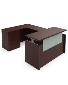L-Shape Executive Desk – Mahogany Office Desk with Storage & Glass Front | MAIMO Furniture MAM071120250123