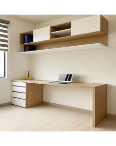 Modern Study Desk with Floating Wall Cabinets – Formica Finish by Maimo Furniture-MAM1008202527