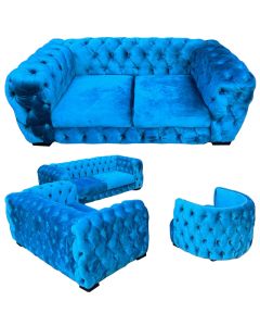 CHT - 6SB - 6 Places - Sky Blue Velvet  Chester Spot Sofa, Very Comfortable - MAM20232005001
