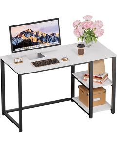 White Study Desk with Metal Frame – Modern Desk with Side Shelves by Maimo Furniture MAM2910202512