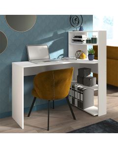White Study Desk with Side Shelves – Modern Compact Desk by Maimo Furniture MAM2910202510