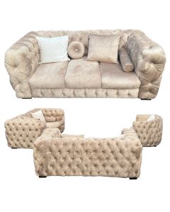 THY - 6BB - 6 Places - Brown Velvet  Chester Spot Sofa, Very Comfortable - MAM20222112003