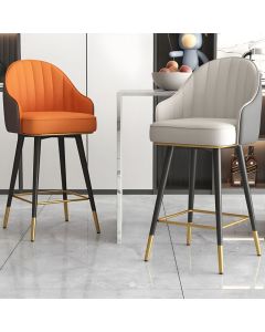 2 Modern Upholstered High Chairs with Gold Accents | Elegant Bar Stools MAM20102025009