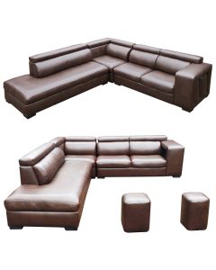 CLF- 6C - 6 places - Canape Clifford En Cuir Chocolat De Classe Royale, Tres Confortable - MAM2021211023