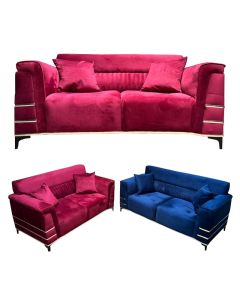 MNT- 5 Places Munteh Sofa Set In Velvet Finishing and Gold Stripes - MAM20231408001