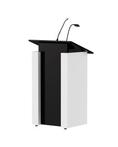 Black & White Podium with Shelves – Modern Presentation Stand by Maimo Furniture MAM3010202507