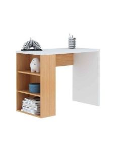 White and Wood Study Desk with Shelves – Modern Compact Desk by Maimo Furniture MAM2910202523