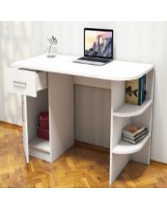 White Study Desk with Drawer and Corner Shelves – Modern Desk by Maimo Furniture MAM2910202520
