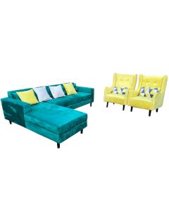 LPD -  6 Places Modern Leopold Sectional  Angle  Sofa Set In Velvet Finishing - MAM20232207002