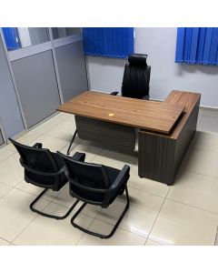 MEK - 1PC - Modern L-Shape Office Table Executed In Wood, Heavy Metal  Executive Formica (full set)- MAM20231302001