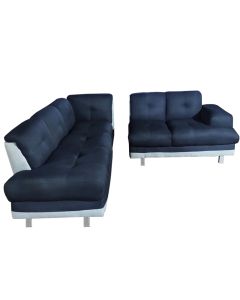 JUD - 5BG - 5 Places, Modern L-Shape JUDE Sectional Sofa, Black  Grey, Velvet Material - MAM2021911302