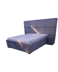Modern upholstered bed with padded headboard and side storage unit- MAM1125202554