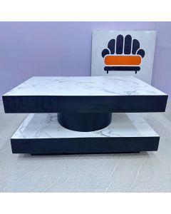 Modern Double-Layer Formica Coffee Table with Rotating Center Base – Luxury Living Room Table by Maimo Furnituree-MAM1125202520