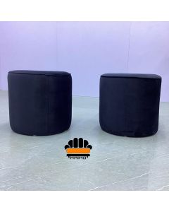 Round Black Velvet Pouf Ottoman – Modern Seating & Footrest by Maimo Furniture-MAM1125202519