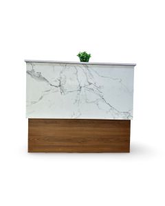 Modern reception counter with marble formica front and solid formica base-MAM1125202553