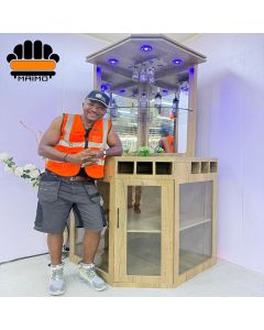 Corner Bar Cabinet with Glass Display, Bottle Storage & LED Light – Modern Home Bar by Maimo Furniture-MAM1125202517