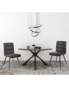 Modern Round Dining Table with Upholstered Chairs – 2-Seater Dining Set | Maimo Furniture MAM2025110503