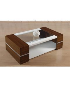 Rectangular Brown & Glass Center Table with White Base MAM17102025008
