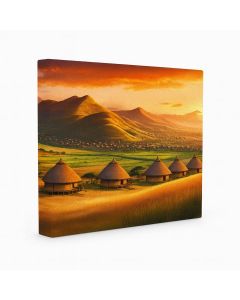 African Village Sunset Art – Golden Horizon by Maimo Furniture- MAM0910202515