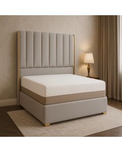 Upholstered Bed with Vertical Cushioned Headboard-MAM0930202571