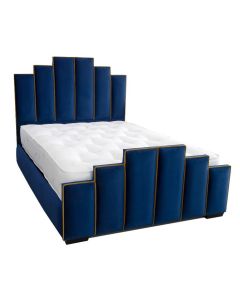 Step-Design Upholstered Bed with Bold Geometric Headboard | Maimo Furniture-MAM0930202540