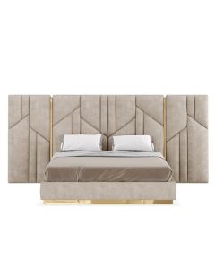 Luxury Upholstered Bed with Extended Geometric Headboard | Maimo Furniture-MAM0930202541