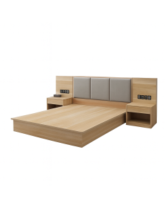 Modern Formica Bed with Padded Headboard & Integrated Side Tables | Maimo Furniture-MAM0930202554