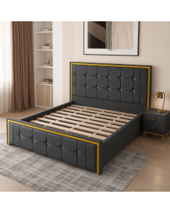 Tufted Bed with Diamond Button Headboard & Bordered Frame | Maimo Furniture-MAM0930202555