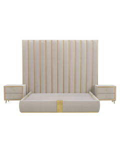 Luxury Bed with Vertical Panel Headboard & Golden Accents | Maimo Furniture-MAM0930202556